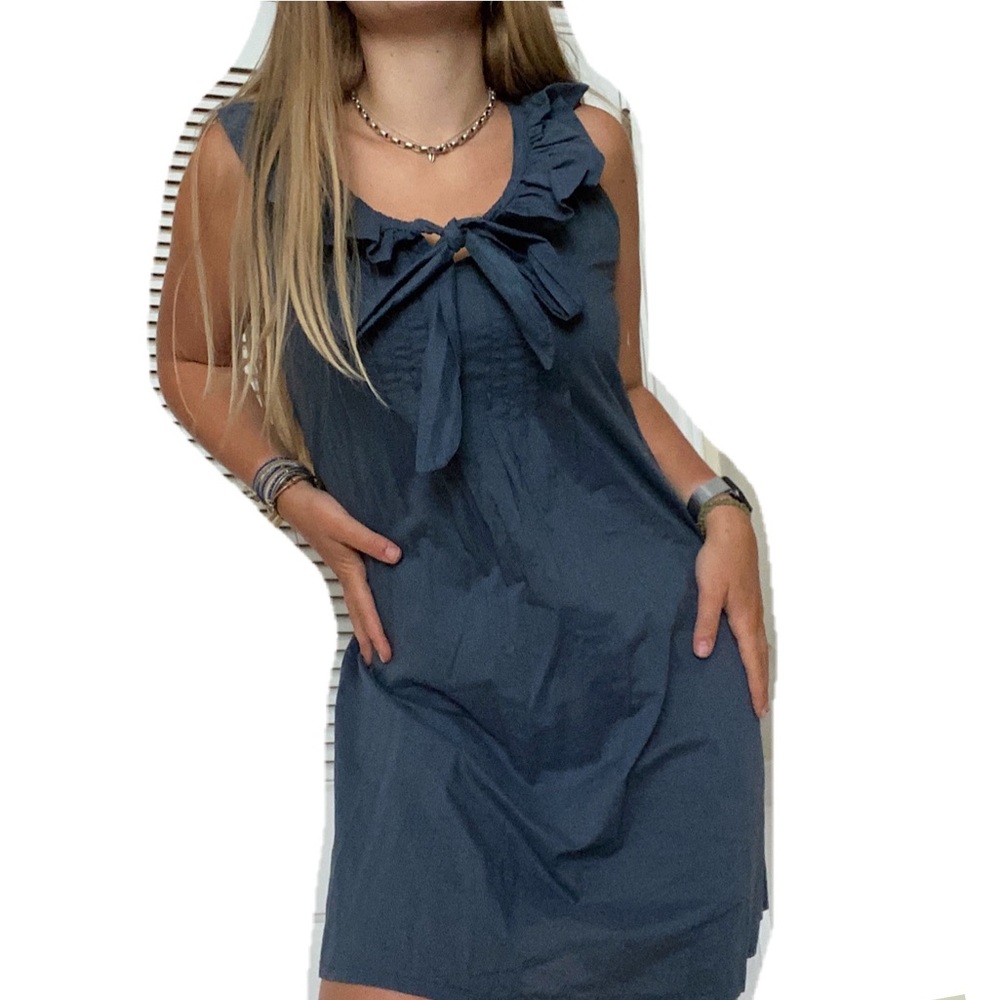 GREY/BLUE RUFFLE DRESS